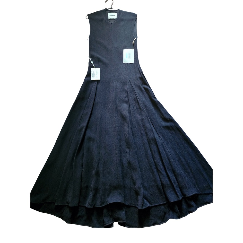 NWT  $3,597 JIL SANDER Black Silk Stretch-crepe Maxi Dress Gown Size 38 (US 6) - Picture 2 of 16